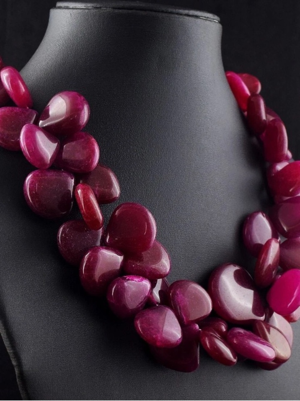 Stunning Pink, Ruby teardrop shape necklace